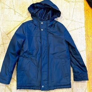 🍕🪻Gap Warmest Parka jacket hood quilted lining navy blue large regular CLOSEOUT